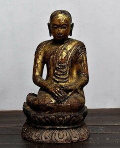 【蔵A615】仏教美術　木彫暹羅仏　80ｃｍ　特別出品！