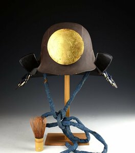 [ warehouse A3531] old fine art iron ground helmet outline of the sun plume inspection : armor armour armour Edo era 