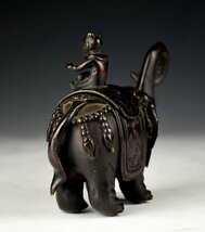 【蔵c7126】古美術　唐銅　童子象のったり香炉　江戸時代_画像6