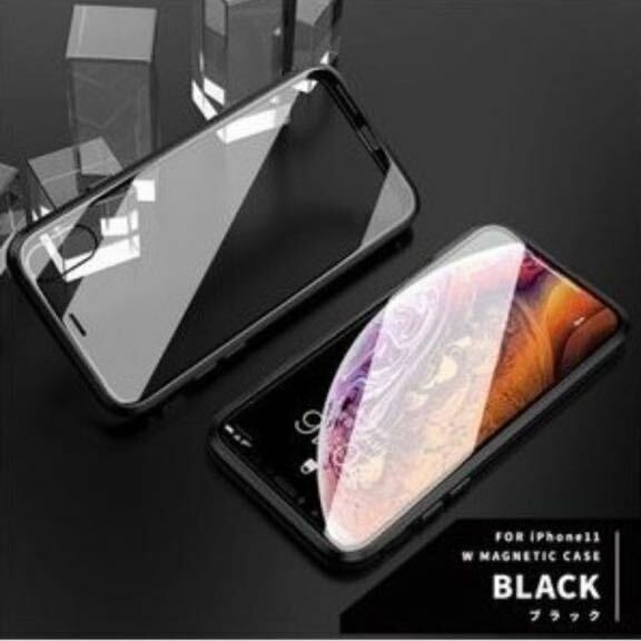 新品★ iPhoneXRケース★送料無料★アルミ★両面透明強化ガラス★ブラック★XR★スマホケース★スマホアクセサリー