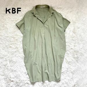 KBF デザインスリーブスキッパーワンピース スモーキーグリーン　