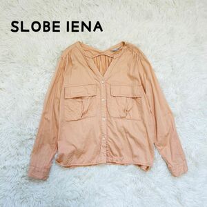 SLOBE IENA Vネックブラウス　コーラルピンク　抜け感 長袖