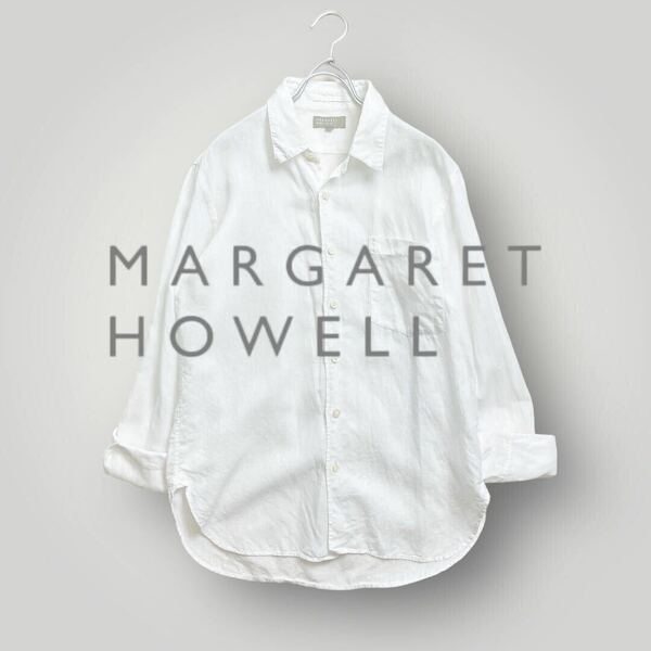 [良品] MARGARET HOWELLマーガレットハウエル 長袖 シャツ リネン Sサイズ 白 