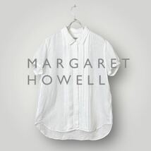 [良品] MARGARET HOWELLマーガレットハウエル シャツ 半袖 リネン 100％ パフスリーブ_画像1