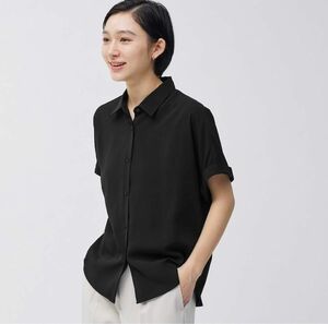 GU ドレープシャツ半袖　ブラックXL 試着のみ