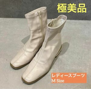 ショートブーツ バックファスナー ローヒール　レザー