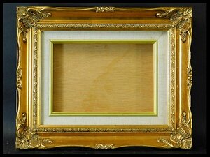 空額 額縁 木製 装飾 金彩(ゴールド)油彩額 SＭ(サムホール)ガラス面 中古品 OK5252