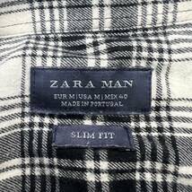 ZARA MAN ☆ ポルトガル製 ネルシャツ ブラック ホワイト チェック シャツ 長袖 スリムフィット M 大人カジュアル 人気 ザラマン■BL122_画像5