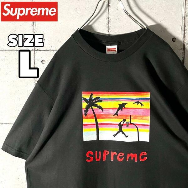 シュプリーム supreme ダンク Dunk Tシャツ ペイントアート風 サイズ L 黒 ブラック　6528