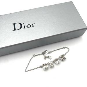 【１円スタート】ブレスレット　バングル　Dior　ディオール　シルバー　ロゴ　ストーン　ブランド　アクセサリー　5E-042