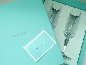 #60787【保管品】ティファニー シャンパングラス 2点セット ペア フローレット Floret Tiffany＆Co.