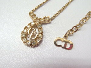 #60889【中古】ChristianDior　クリスチャン・ディオール　ネックレス　ラインストーン ブランド アクセサリー 