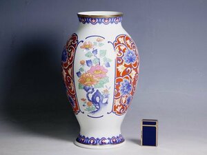 K05065【NARUMI ナルミ】花文 花瓶 高さ28.4cm 花器 花入 花生 壺