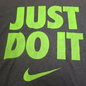 UST11ナイキNIKEアメリカ古着ジャスト ドゥ イットTシャツJUST DO ITロゴTシャツ薄黒系TシャツMオールド