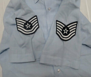 USS45米軍実物usaf半袖シャツ16制服オールド空軍パッチ付90's