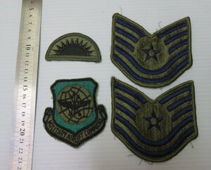 GO90米軍実物USAFアメリカ古着4枚セット部隊章パッチ階級章ワッペンMILITARY AIR LIFT COMMANDミリタリーM-651 43ユーティリティシャツ