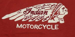 ST74インディアンINDIAN東洋TOYO古着バイクTシャツ両面チェーンステッチ文字TシャツXLビッグサイズ赤Tシャツ酋長ポケットTシャツネイティブ