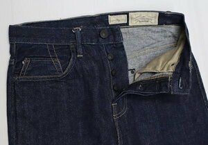 DP10デニムパンツUNKNOWNアメリカ古着スリムTROUSERSインディゴデニム日本製生地仕様JEANS耳付き28濃紺オールド＆レトロスタイル