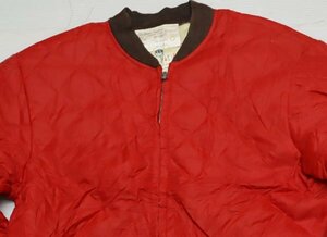 NJ86キルテングジャケットUNKNOWNアメリカ古着カナダ製ナイロンジャケット赤系60’S70’Sビンテージ中綿入りMオールド＆レトロ