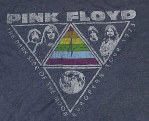 ST55ピンクフロイドPINK FLOTDアメリカ古着バンドTシャツ1973ツアーTシャツ復刻ビンテージかすれプリント加工ロックTシャツ薄紺系TシャツXL