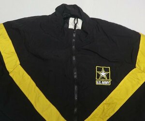 MJ8米軍実物ARMYアメリカ古着トレーニングジャケットＭナイロンジャケット切り替えミリタリージャケット黒ｘ黄色系/オールド＆レトロ
