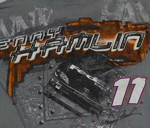 ST4チェイサーCHASEアメリカ古着レーシングTシャツL両面プリントTシャツ大判プリントDENNY HAMLINデニー・ハムリンNASCARナスカー＃11グレ