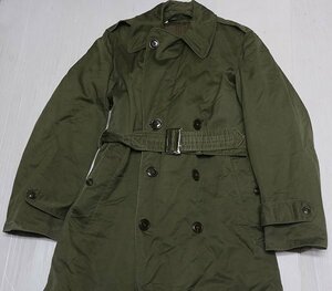 MJ7 the US armed forces the truth thing ARMY America old clothes trench coat M over coat 50's Vintage / cotton satin / military jacket green series chin -stroke attaching all 