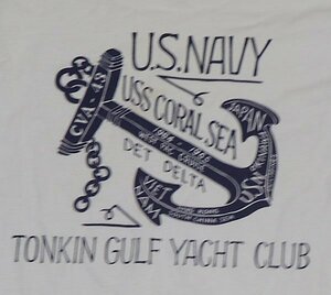 ST99バズリクソンBUZZRICKSON古着アメリカ製ミリタリーTシャツS白TシャツUSN海軍CVA-43コーラル・シーUSS CORAL SEA染み込みプリントTシャ