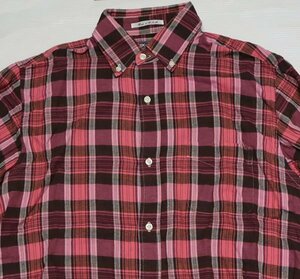 LS3シュガーケーンSUGAR CANE古着アメリカ製ボタンダウンシャツ長袖シャツ裾マチ付きXLビッグサイズ赤系ｘ白系他チェックシャツ/オール