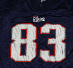 ST80 Reebok REEBOK США Бывшая в употреблении одежда Американский футбол PATRIOTS Patriots NFL Game Рубашка Welker XL Большой размер / Джерси