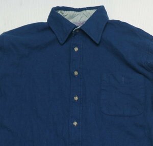 LS55ペンドルトンPENDLETONアメリカ古着アメリカ製ウールシャツ長袖シャツ80’Sビンテージ肘あて付きL無地オールド＆レトロスタイル