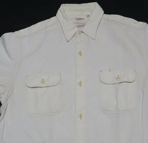 SS15シュガーケーンSUGAR CANE古着コットンシャツ半袖シャツXLビッグサイズ生成り系/薄クリーム系ワークシャツ日本製オールド＆レトロ