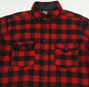 LS56ウールリッチWOOLRICHアメリカ古着アメリカ製ウールシャツ50’S60’Sビンテージ羊タグLビッグサイズ長袖シャツ赤X黒バッファロー チェ