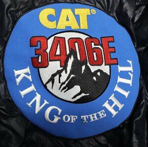 NJ19ナイロンジャケットUNKNOWNアメリカ古着シングル襟80’S90’Sビンテージ黒系CAT KING OF THE HILL3406Eパッチ付キャットXLビッグサイズ