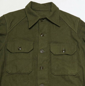 LS6米軍実物ARMYアメリカ古着ウールシャツ16長袖ユーティリティシャツ50'S60’Sビンテージ緑系ミリタリーシャツ/ボックスシャツ平ボタン