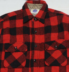 LS57ピルグリムPILGRIMシアーズSEARSアメリカ古着アメリカ製ウールチェックシャツ50'S-60’Sビンテージ長袖シャツ赤系ｘ黒バッファローチェ