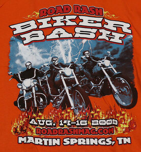 ST50ギルダンGILDANSTアメリカ古着バイクTシャツSバイカーTシャツBIKER BASHオレンジ系TシャツROAD RASHツアーTシャツ/オールド＆レト