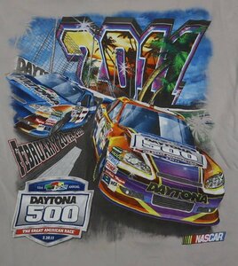 ST19デルタDELTAアメリカ古着レーシングTシャツ両面プリントTシャツ大判プリントNASCARナスカーMグレー系デイトナDAYTONA500オールド＆レ