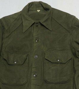 LS19米軍実物ARMY古着ウールシャツMユーティリティシャツ長袖シャツ50'sビンテージ緑系ミリタリーシャツ平ボタン/ボックスシャツ/オールド