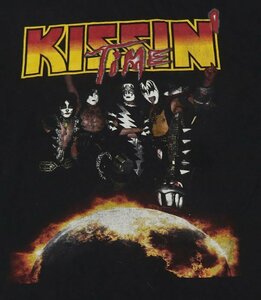 ST20フルーツFRUIT OF THE LOOMアメリカ古着キッスKISSIN TIMEバンドTシャツXXLビッグサイズROCKツアーTシャツ黒系Tシャツ/オールド