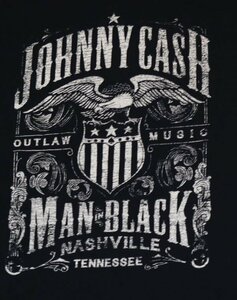 ST69ロックTシャツUNKNOWNアメリカ古着ジョニー キャッシュJOHNNY CASH黒系TシャツROCKロカビリーLミュージシャンTシャツ/ナッシュビル