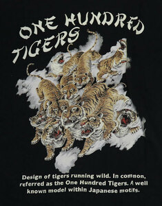 ST55サンサーフSUN SURF東洋TOYO古着アメリカ製プリントTシャツ百虎ON EHUNDRED TIGERSタイガー黒系Tシャツ両面プリントLオールド＆レトロ