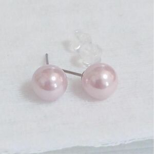0222 ☆桜ピンク系カラー約8㎜ 本貝真珠パールピアス スタッドピアス