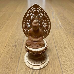  Buddhist image tree carving sculpture circle pedestal Buddhism fine art wooden ornament 60 size shipping 