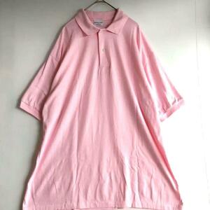 617 半袖ポロシャツXLサイズUS古着PRINT-ONS薄いピンク
