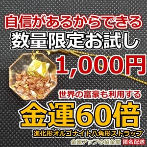 【数量限定お試し版】金運風水八角形オルゴナイト 金運60倍ストラップ22mm【金運アップの招金堂】金運財布・金運アイテム・金運神社／1404