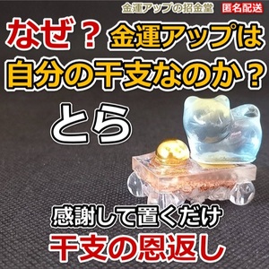 最強金運アップ『大金運干支の恩返し置物 とら（虎・寅）』金運波動玉10mm癒し台【金運アップの招金堂】風水お守り/十二支グッズ/203