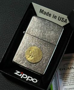 ★USA直輸入 ZIPPO ネイティブ インディアン コイン貼り native indian アメリカン メタル貼り ジッポー 喫煙具 ライター bv838