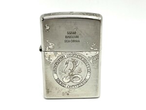 ZIPPO Zippo - sea on self ...... type . water .4 number . volume .....makishio SS 593 oil lighter military silver small articles 5-4-80 K
