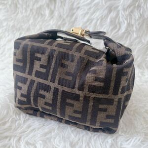 1 иен FENDI Vintage Fendi Zucca рисунок парусина кожа сумка Mini косметичка ручная сумочка Logo 